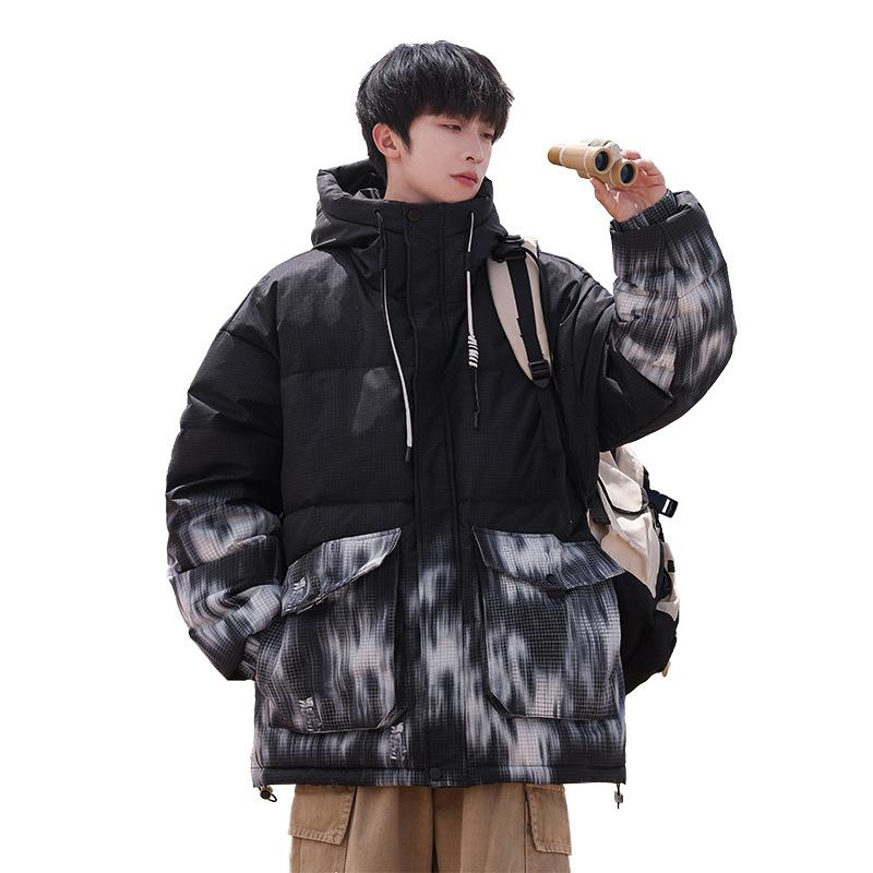 Gradual change of contrasting colors Couple ruffian handsome hooded warm cold resistant thickened winter new white duck down jacket men