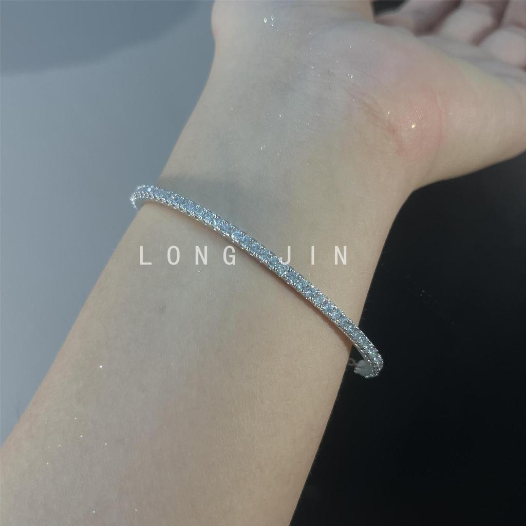 Laser Fritillary Full Diamond Four-Leaf Clover Brushed Bracelet Four-Piece Stacking Wear Explosive Light Luxury Premium Sense Pull-Up Jewelry