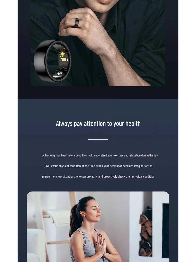 Smart Health Monitoring Waterproof Ring: Sports, Blood Oxygen, Sleep Tracking, Multifunctional Black Technology