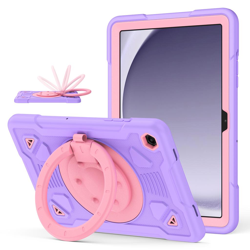 Tablet Case For Samsung Galaxy Tab A9 / Tab A11 with Hand Grip Kickstand Space Planet PC + Silicone Tablet Cover
