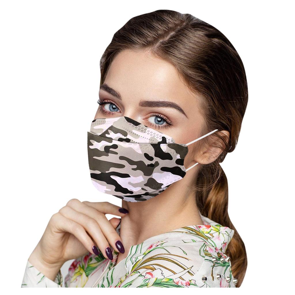 50PCS Unisex Adult Camouflage Print Outdoor Mask Protective Disposable Face Mask