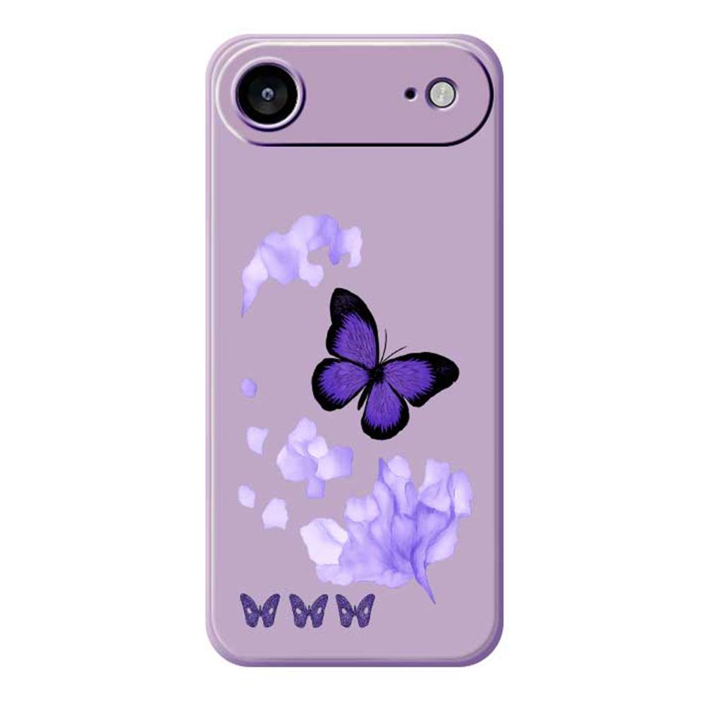 For iPhone 17 Air Case Purple Butterfly Pattern Printing Straight Edge TPU Phone Back Cover