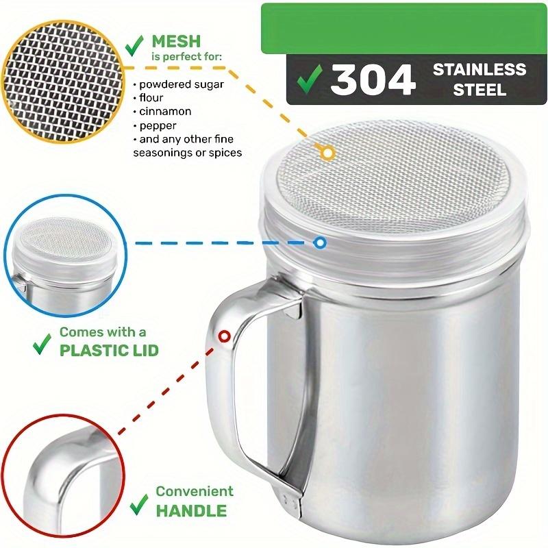 1 buc. Site pentru zahăr pudră din oțel inoxidabil cu plasă fină - Mâner Sprinkler pudră pentru cafenea