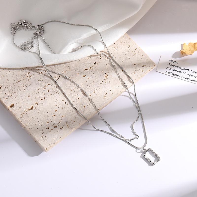 Buy Simple Gold Silver Necklace Women Square Pendant Choker