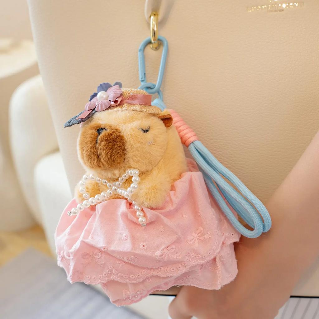 Cartoon Capybara Plush Toys Pendant Cute Dressed Up Capybala Key Rings Kawaii Bags Car Hanging Decor Creative Gifts For Friends