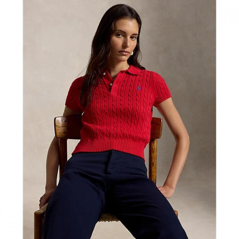 Polo Ralph Lauren Women S Cable Knit Cotton Crop Polo Shirt wmpoSwenc021623600 XS