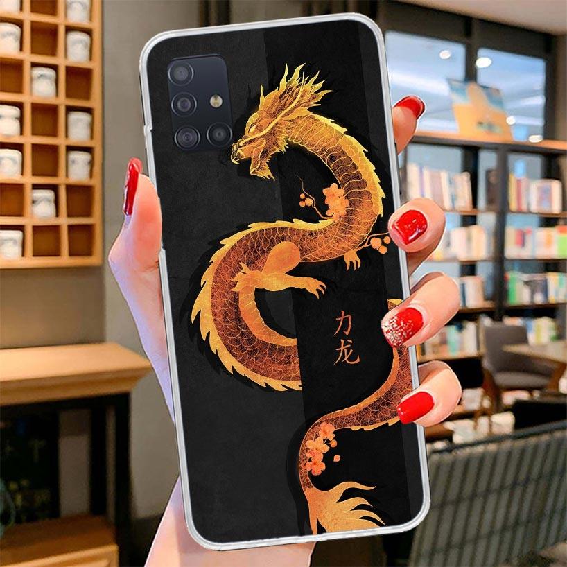 Asian Dragons Animal Tattoo Cover Phone Case For Samsung Galaxy A12 A22 A32 A52 A72 A02S Phone Case Note 20 Ultra 10 S10 Plus A5