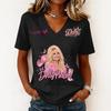 Women's Trendy Casual V-Neck Short Sleeve Letter Print Pullover Top for Everyday Wear