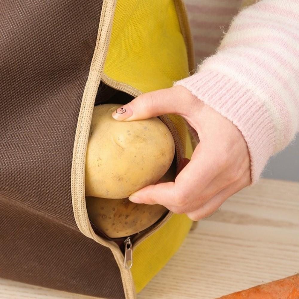 Self Sealing Potato Onion Storage Bags with Side Zipper Onion Storage Pouch Pantry Organizer