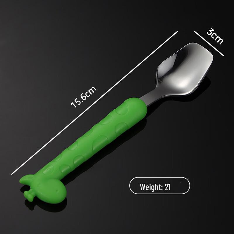 Qianxing Kids  Green Giraffe Stainless Steel Spoon