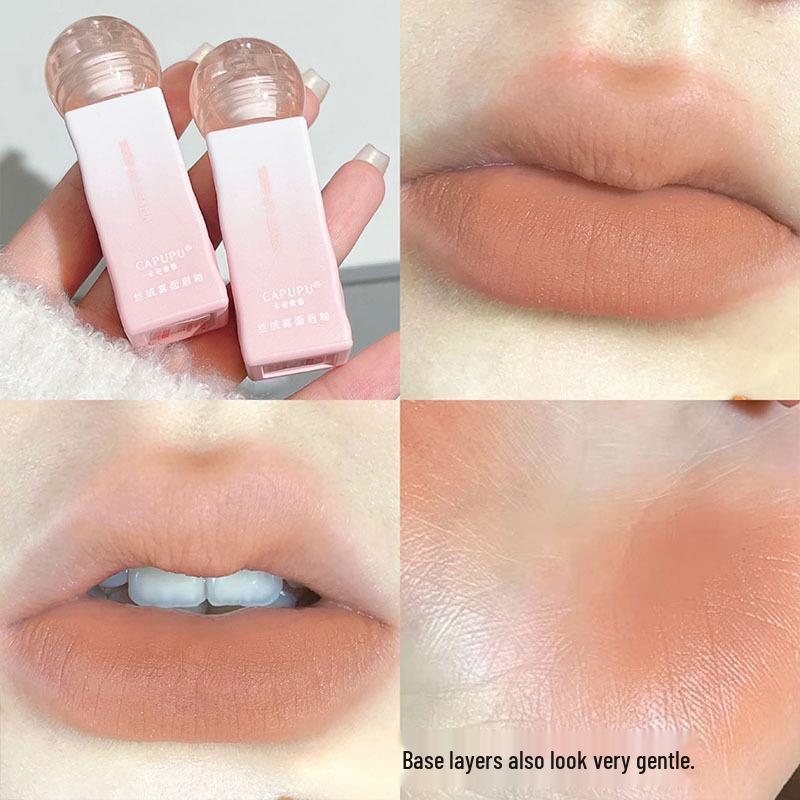 CAPUPU Velvet Matte Nude Lip Glaze - Long-Lasting Lip Mud for Yellow Skin.