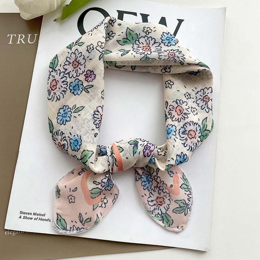 Breathable Spring Silk Scarf Sweat-absorption Square Hijab Scarf Sweet Scarves Vacation