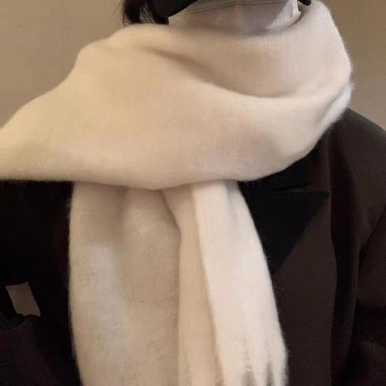 Women Winter Scarf Solid Color Thickened Warm Shawl Scarf with Tassel Design Cold Weather Fashion Accessories