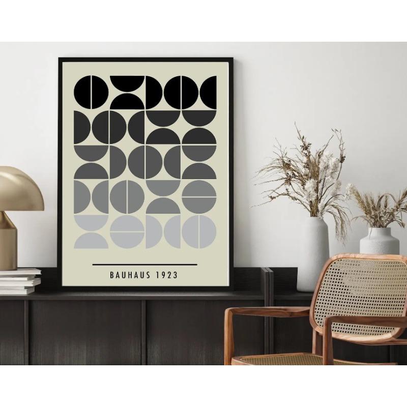 Bright Colourful Mid Century Bauhaus Wall Art Poster Geometric Canvas Prints Living Room Bedroom Artwork for Home Decor Gift