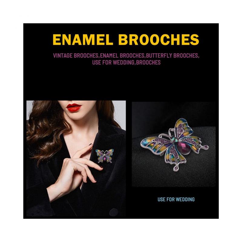 Vintage Large Butterfly Enamel Corsage Wedding Brooch Veil Pin