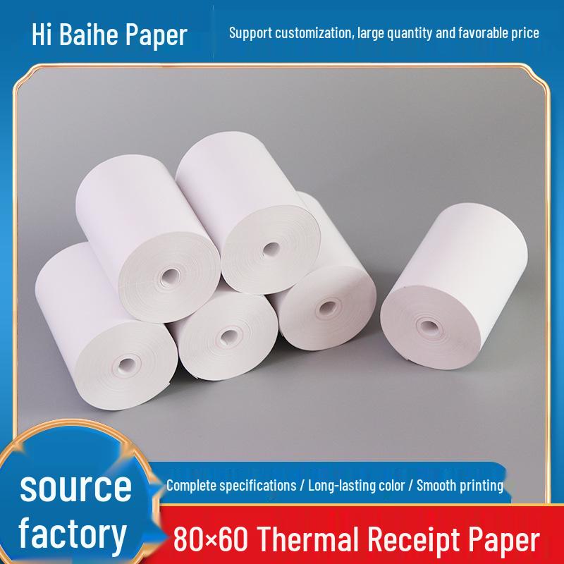 80x60 Coreless Thermal Receipt Paper for Printers - 80MM x 60MM Rolls for Hotel & Kitchen Use 50 rolls/box special offer coreless
