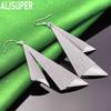 925 Sterling Silver Simple Frosted Geometric Triangle Pendant Earrings - Fashion Banquet Jewelry
