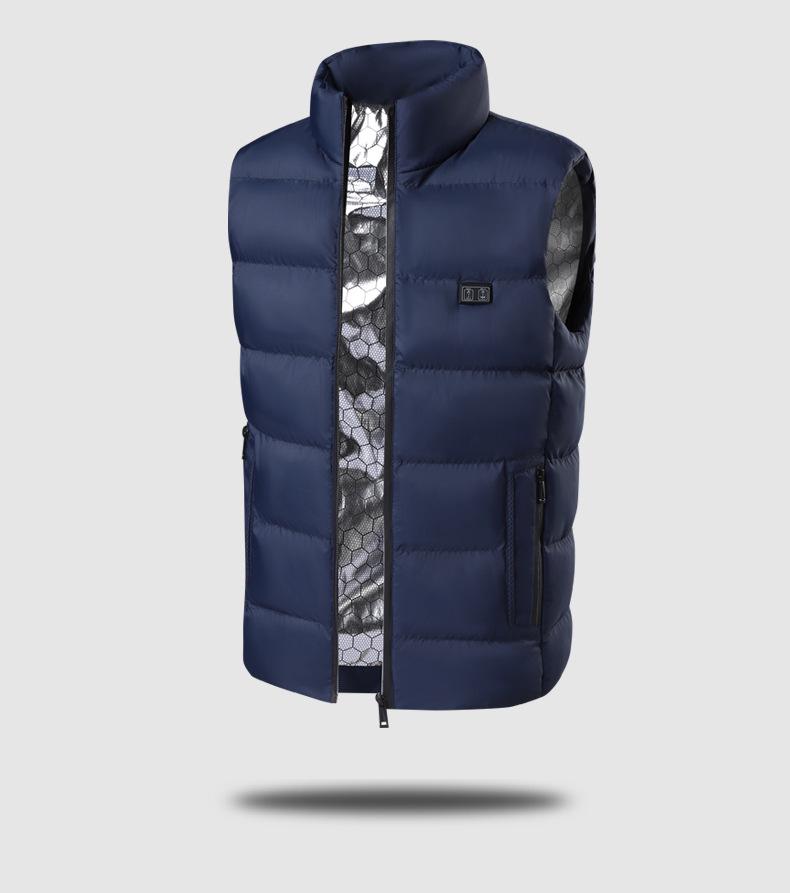 Unisex Intelligent Heated Vest: Cold-Proof, Solid Color, Stand-Up Collar Design