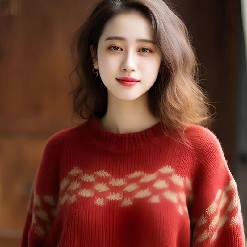 Fashion Retro Print Loose Pullovers Sweaters Women Winter New Soft Casual Women Knitted Sweater Tops Elegant Round Neck Slim Ladies Knit Jumpers 25471