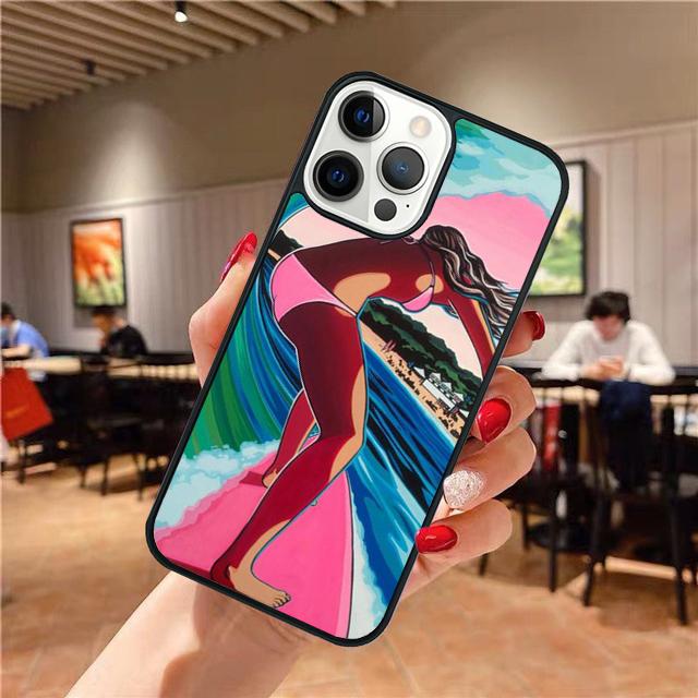 Surfinga Beach Surfboard Wave Phone Case For iPhone 17 Air 16 15 14 Plus Apple 16 11 12 13 Pro Max Coque