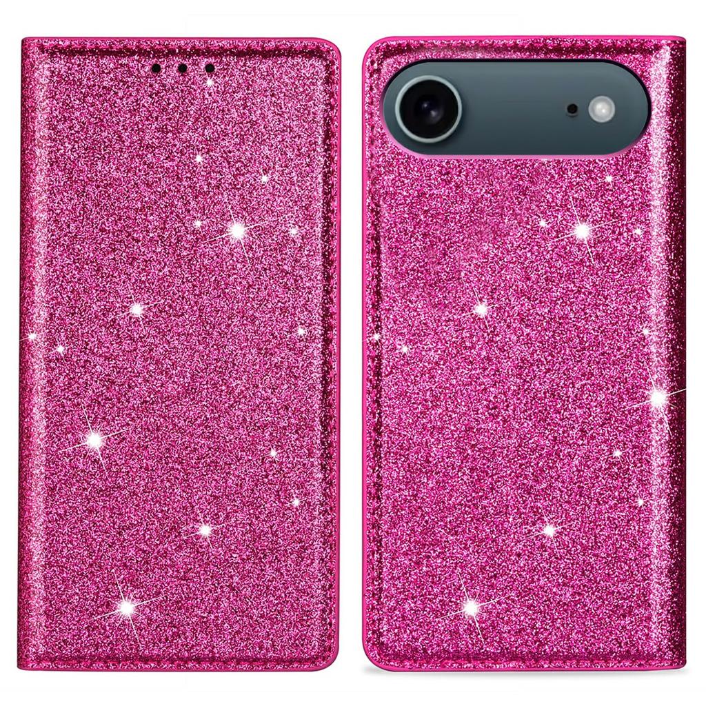For iPhone 17 Air Case Glittery PU Leather+TPU Card Slot Phone Cover