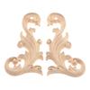 2Pcs Floral Wood Applique Corner Onlay DIY Wooden Carved Corner Furniture Wall Fireplace Decorative Unpainted Wood Carving Decal