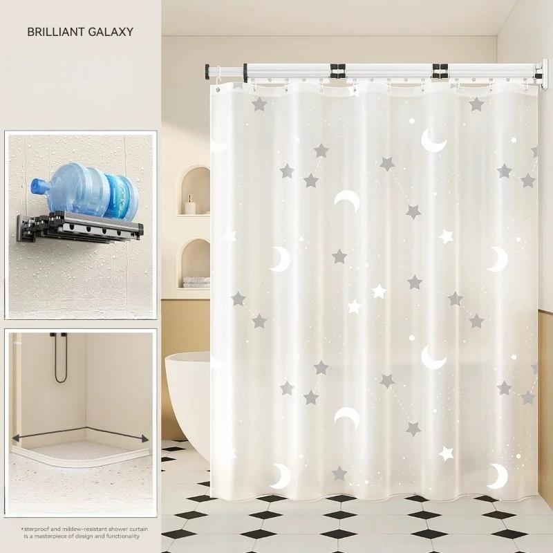 

Водонепроницаемая шторка для ванной на присосках, складная, для ванной комнаты и туалета. Не требует сверления отверстий. Шторка для разделения сухих и влажных зон, невидимая. 120x180cm