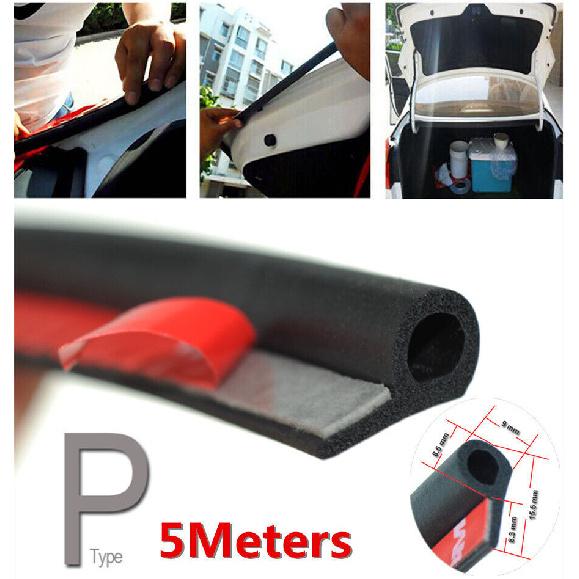 5M Universal Car Auto Door Seal Strip Small P Shape Dustproof Toughness Rubber