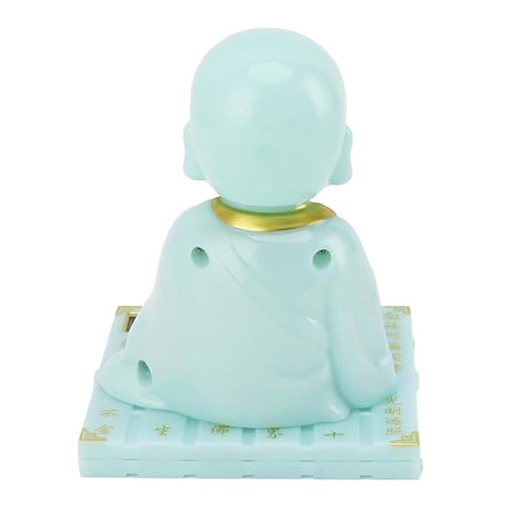 Little Monk Figurine Solar Ornament Auto Nodding Knocking Buddha Statue Toy for Car Dashboard