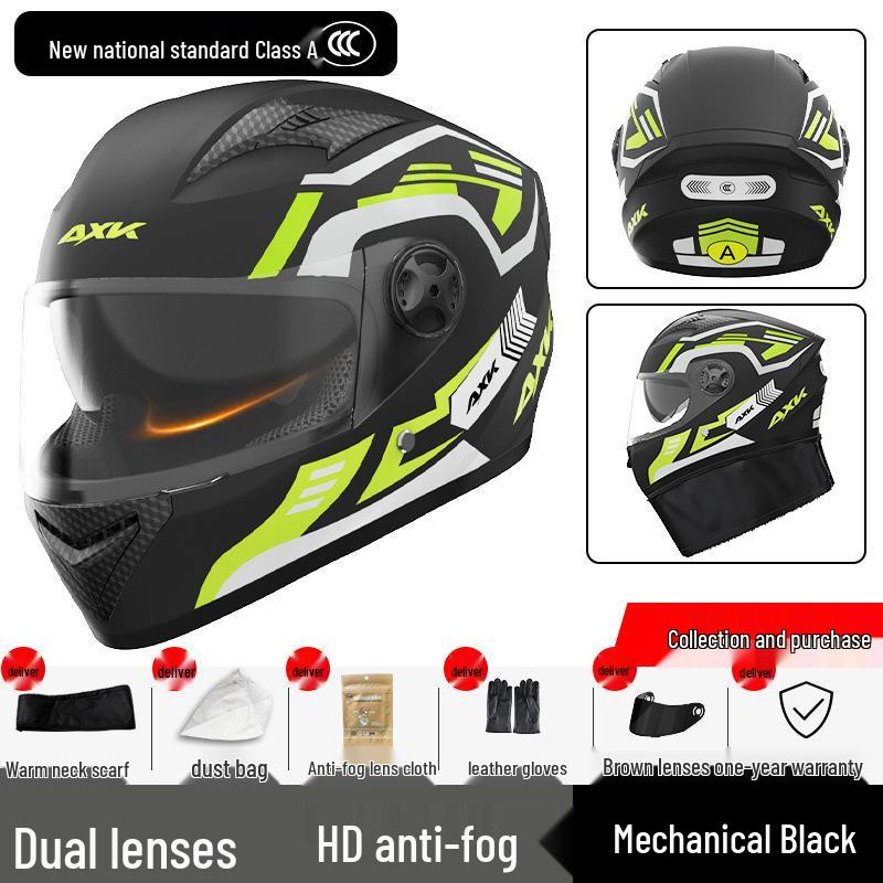 Certified Electric Motorcycle Helmet - Unisex Full Face, All-Season, Winter Warm, Safety Helmet
