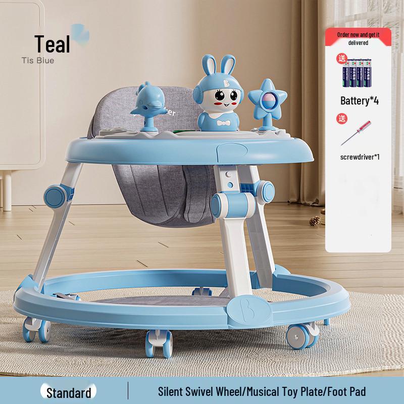 Multifunctional Baby Walker with Music, Lightweight & Foldable for 6-18 Months, Anti-Rollover Design
