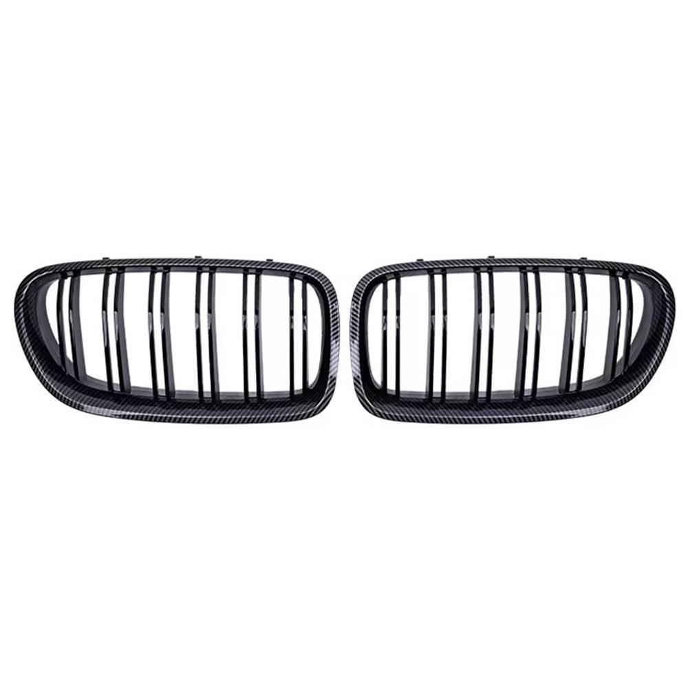Gloss Black Carbon Fiber Front Grille for BMW 5 Series F10/F11/F18 2010-2017, Double Line Style