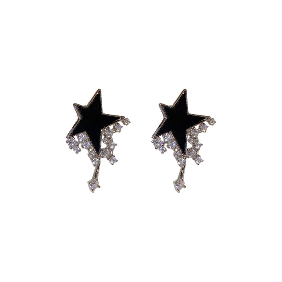 Silver needle zircon fritillary star earrings light luxury high-end stud earrings personality fashion temperament versatile earrings women
