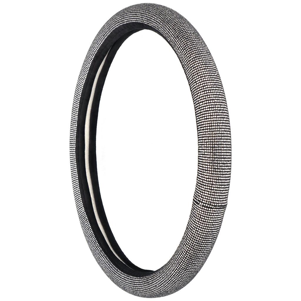 Steering Wheel Cover Rhinestone Artificial Leather Universal 14.5‑15in Decoration for Woman Girl