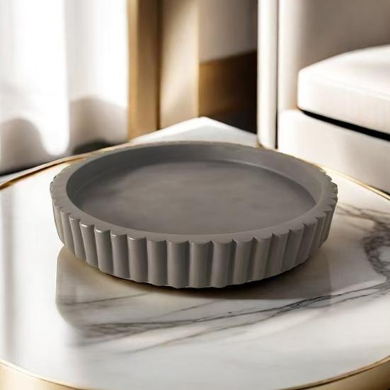 Round Rectangle Decorative Tray Multi-purpose Jewelry Trinket Holder Organizer Storage Serving Tray Living Room Kitchen Counter Coffee Centerpiece