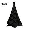 Small Christmas Gift for Friends 3D Printed Pleated Tree Ornament, Wavy Desktop Compact Seasonal Shelf Ornament Decoration with Star Topper