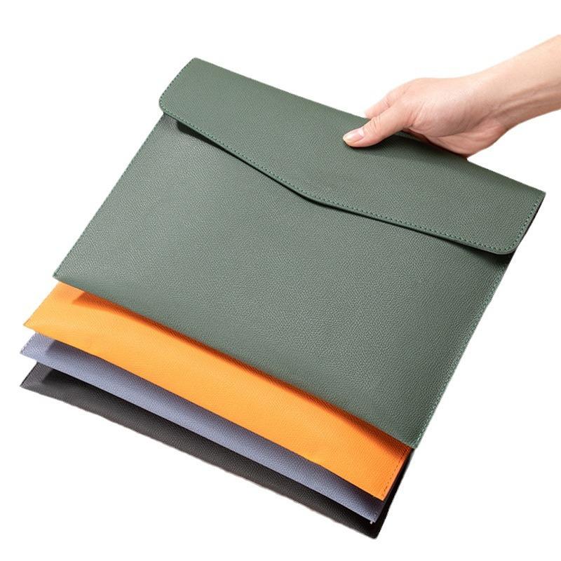 Leather File Bag A4 File Bag, File Bag, Data Button, Business Document Storage Bag, Portable and Large Capacity
