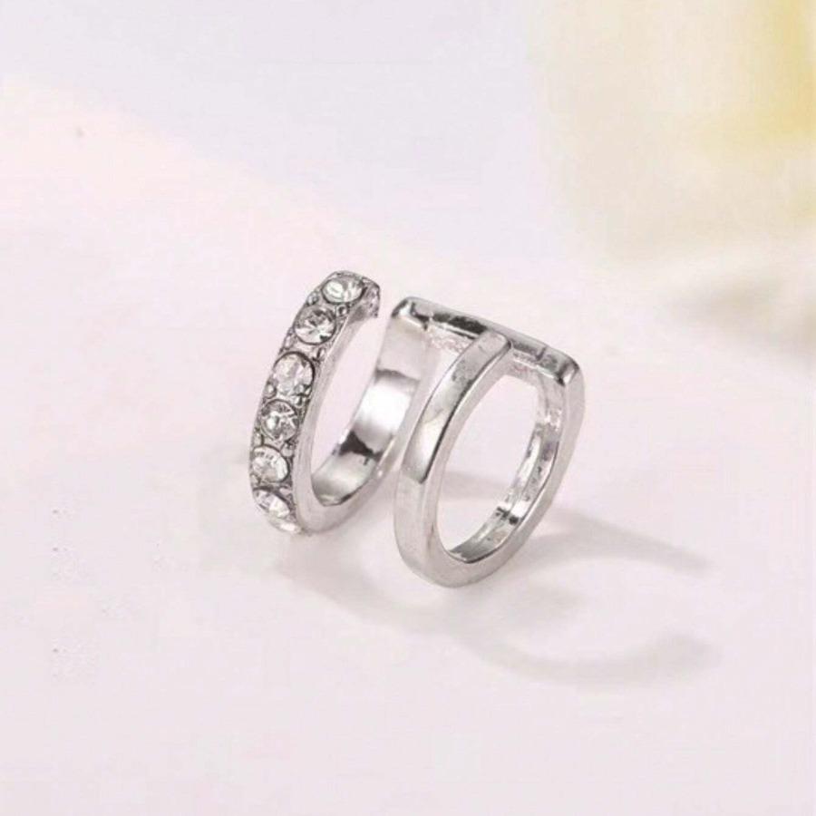 Minimalist Line Dual C-Shaped Ear Clips Personalized Double-Layer U-Shaped No-Piercing Ear Clips for Daily Wear