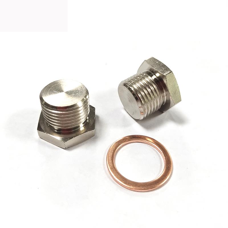 Universal Accessories M18 X 1.5 O2 Oxygen Sensor Hexagon Plug Iron Plating Nickel Bung With Gasket