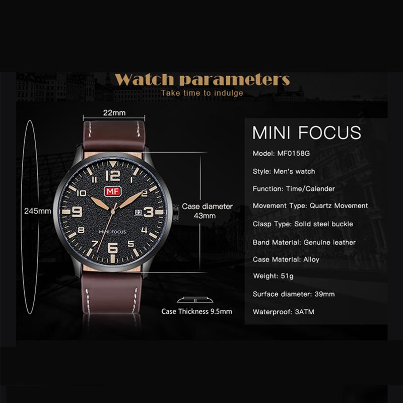 Top Luxury With Box Mini Focus Ultra-thin Fashion Men's Watch Calendar Waterproof Quartz Watch