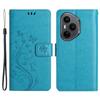 For Honor 400 Pro 5G (Global) Leather Wallet Case Butterfly Flower Imprinted Phone Cover with Strap