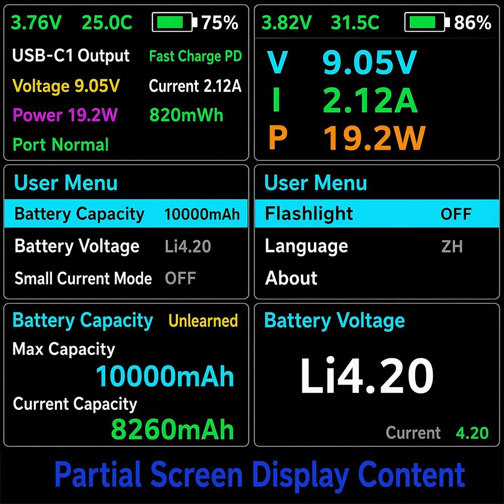PD 22.5W/45W/65 Power Bank Super Fast Charging for VC Flash Charging Mobile Power Module Board 0.96-inch TFT Display 2S 3S