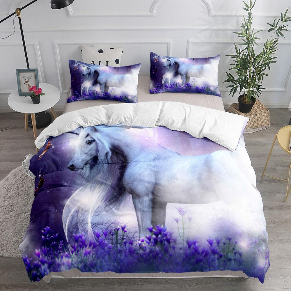 

Nordic Myth Forest Unicorn Duvet Cover Set King Queen Double Full Twin Single Size Bed Set EU single(135x200cm)