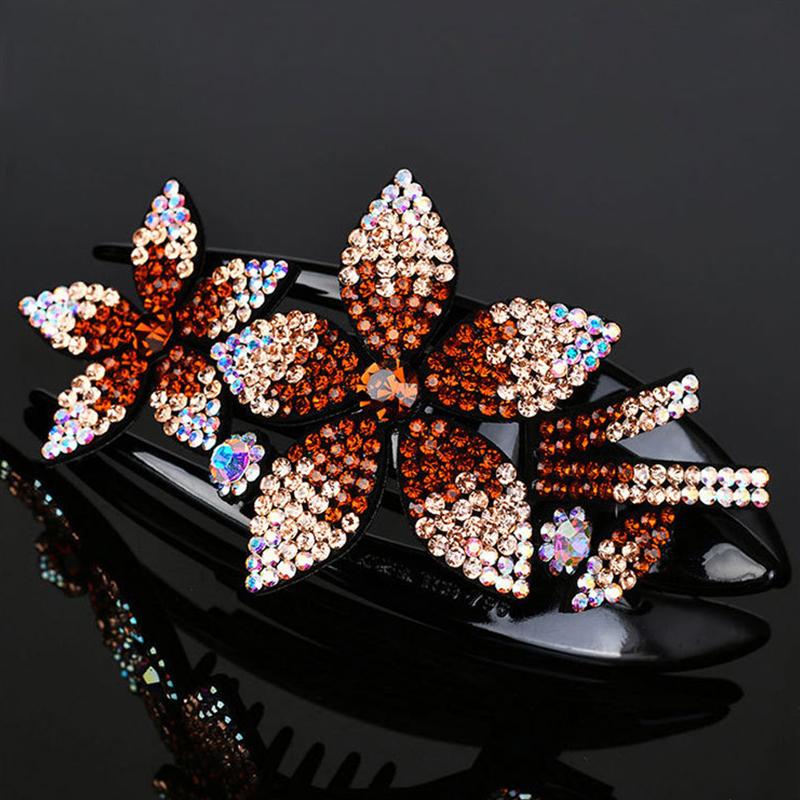 1Pc Hair Claws Women Hairgrip Fashion Hairpin Hair Clips Plastic Duckbill Clip Rhinestone