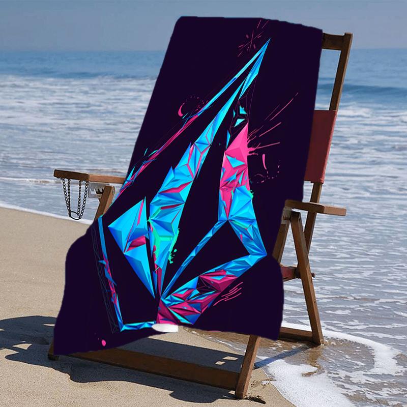 proof beach towel with a V-VOLCOM LOGO4 pattern - soft,absorbent,quick-drying,machine washable - perfect for swimming,camping,bathing