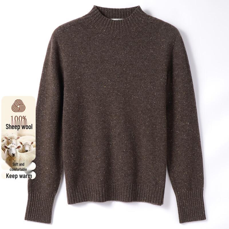 SNOWFLYING Women s 100% Merino Wool Seamless Knit Polka Dot Semi-High Neck Sweater XL
