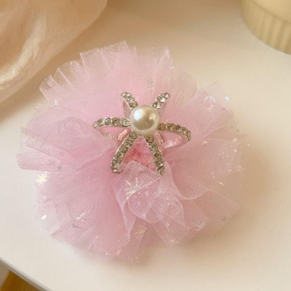 Fashion Cute Zinc Zinc Alloy Gauze Pearl Headdress Rhinestone Girl Hairpin Hair Accessory Headwear Hair Clip