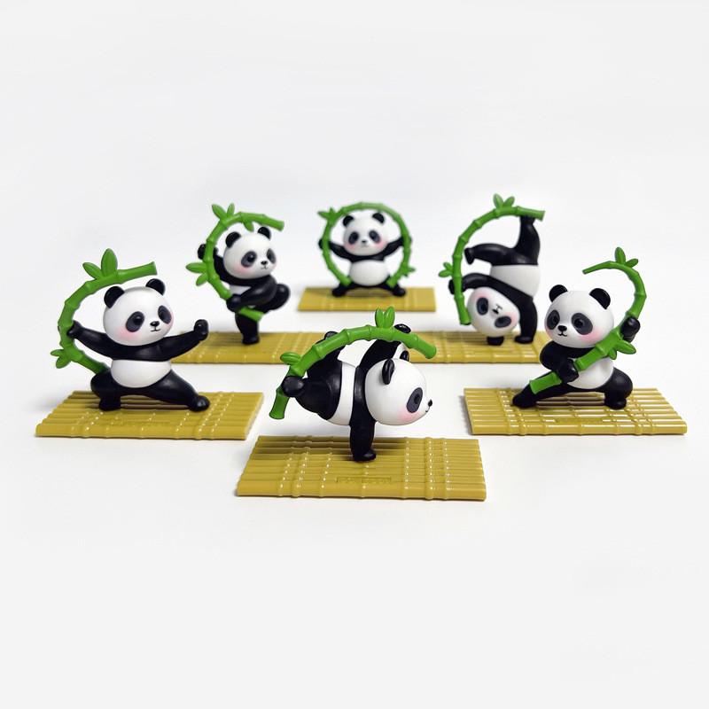 Panda Martial Arts Figurine Set With Pvc Material For Office Desk Decor And Projects