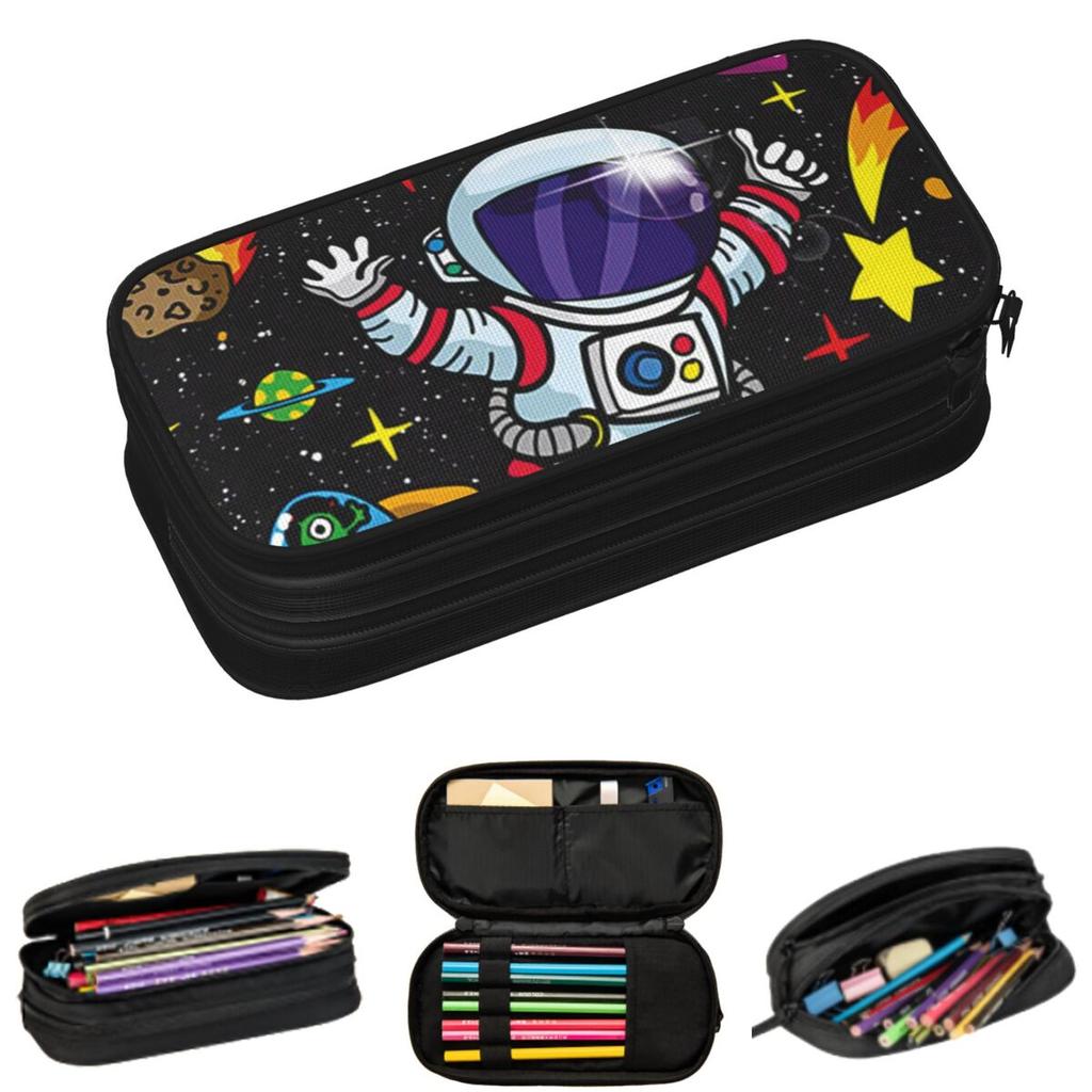 Cartoon Galaxy Astronaut Planet Rocket Pencil Case for Studen Gifts Pen Box Pencil Bag Stationery Supplies Pen Holder Bag