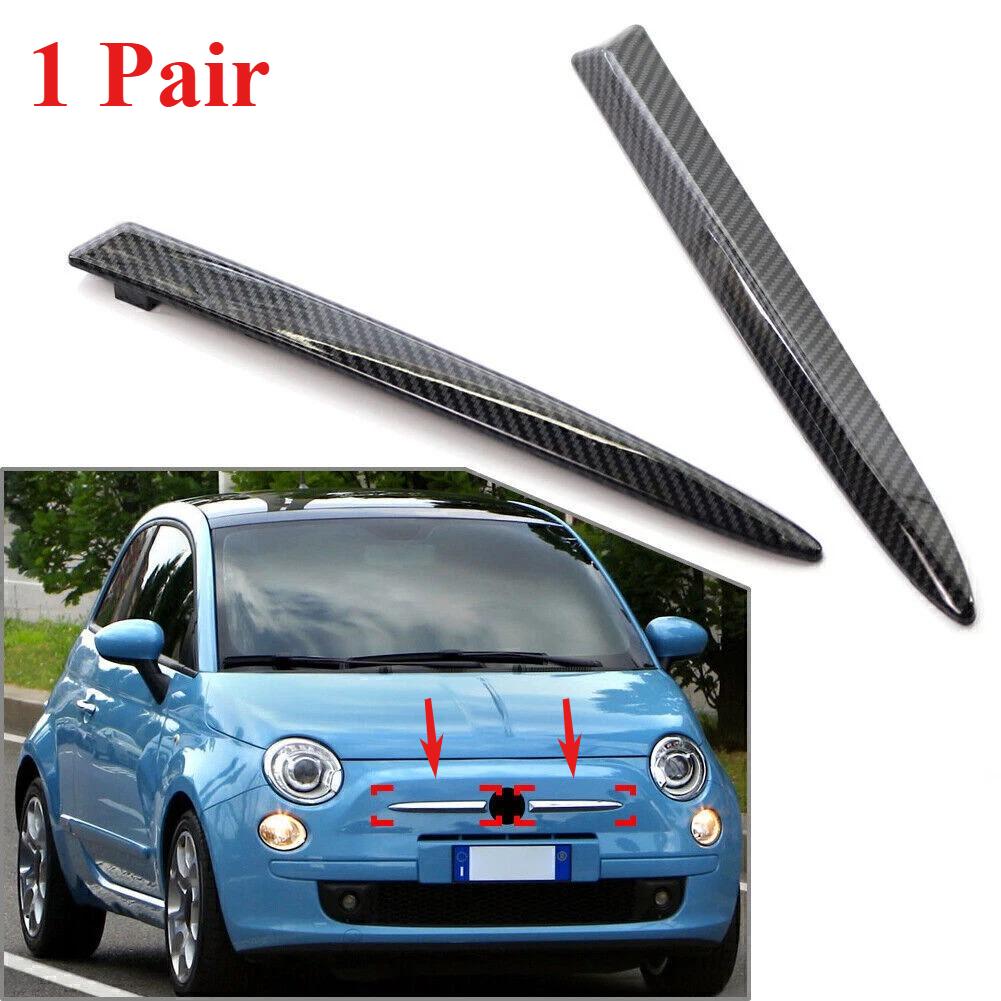 735455041 735455042 Paar Auto Frontstoßstange Obere Zierleiste Chrom Carbon Zierleiste Für FIAT 500 2008‑2015 Frontstoßstange Unterer Kühlergrill Zierleiste